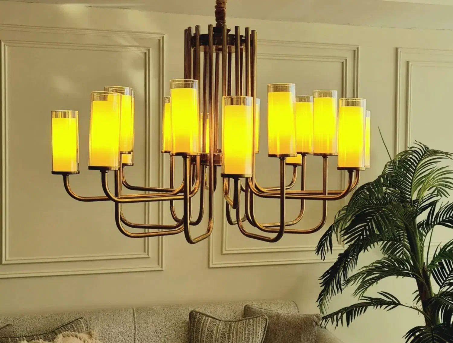 لوستر ۱۶ شاخه برنز|لوستر و چراغ آویز|کرج, عظیمیه|دیوار