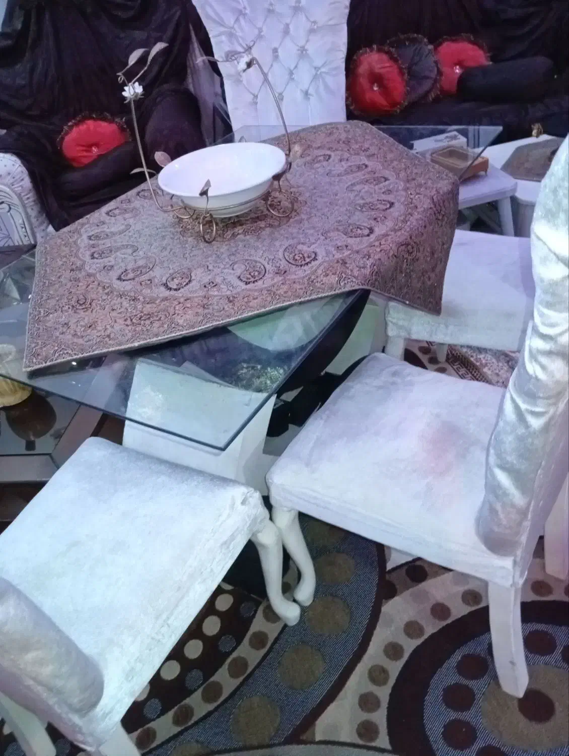 میزناهارخوری سفیدجنس  پارچه مخمل|میز و صندلی غذاخوری|آستارا, |دیوار