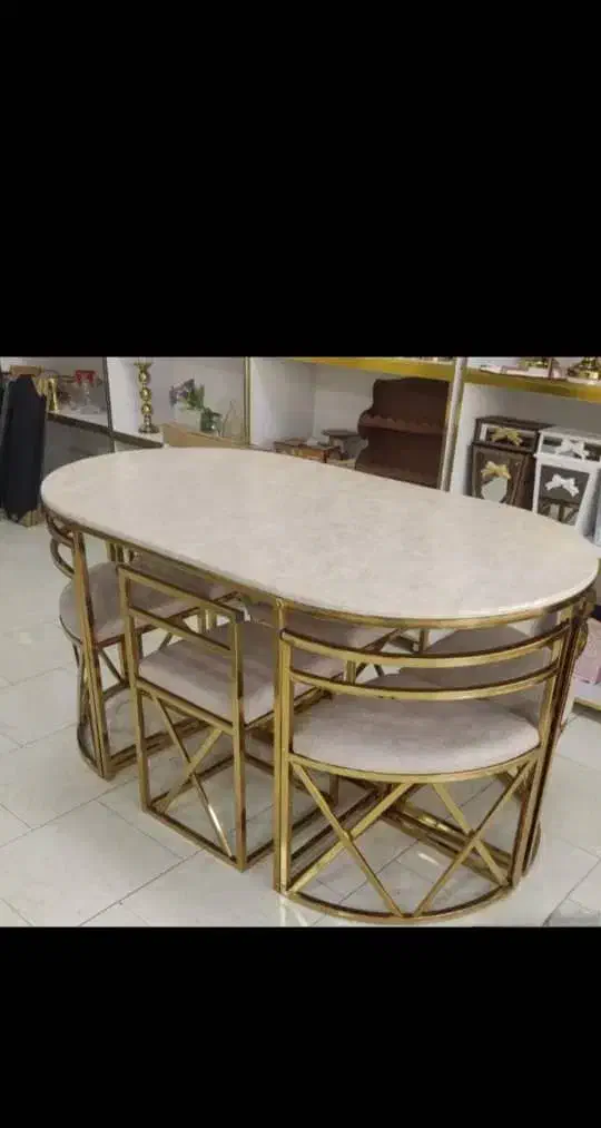 میز وصندلی غذاخوری فلزی ناهارخوری استیل ۶نفره بیضی|میز و صندلی غذاخوری|خمینی‌شهر, |دیوار