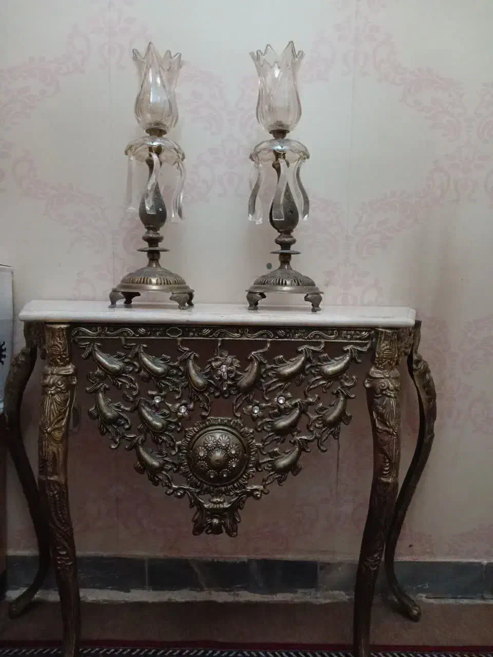 آینه و شمعدان و کنسول ، کنسول، آینه ،شمعدان|کلکسیون اشیاء عتیقه|ساری, |دیوار