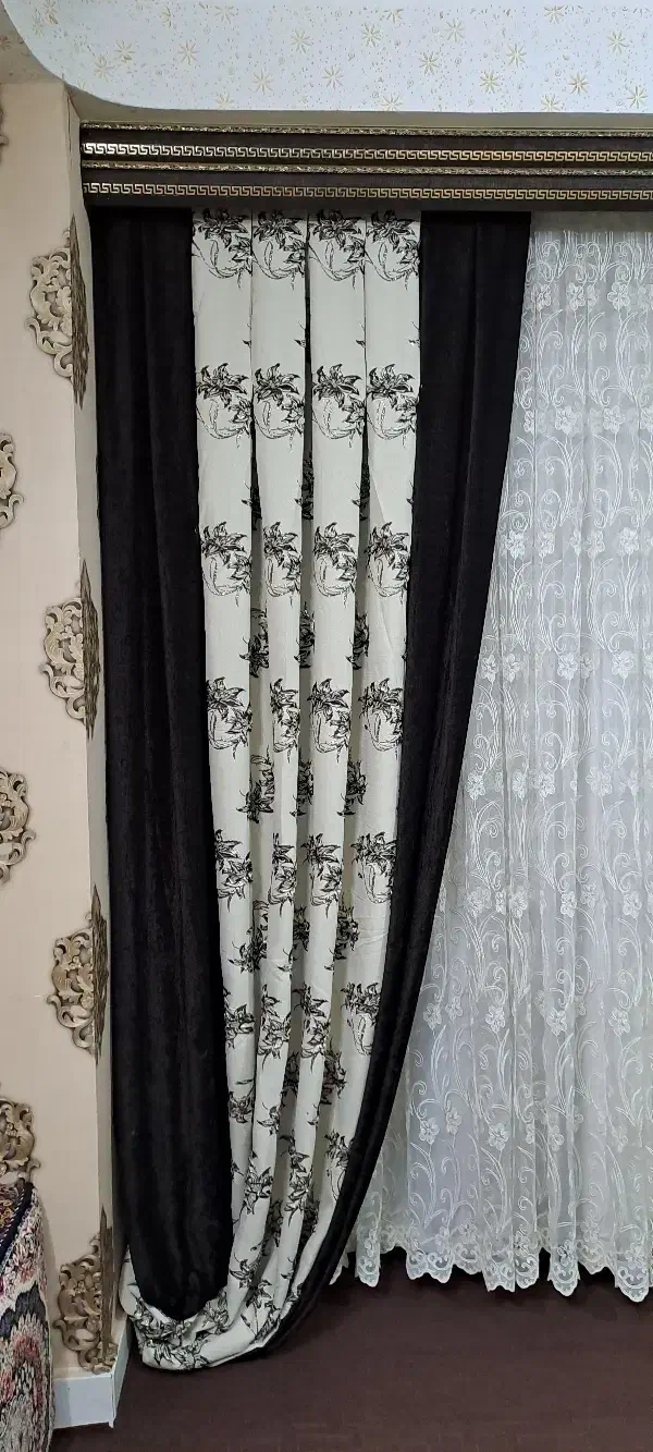 والن پرده دوعددمخمل ترک|پرده، رانر، رومیزی|زنجان, |دیوار