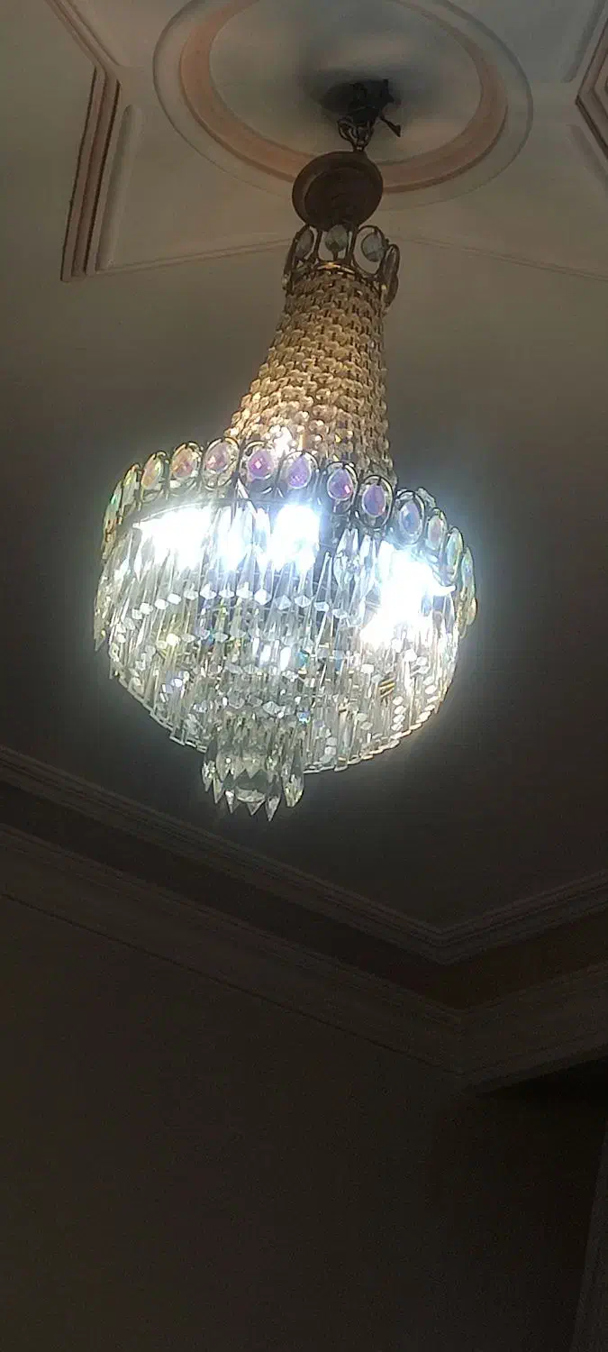 ۲ عدد لوستر پذیرایی کریستالی|لوستر و چراغ آویز|پردیس, فاز ۱|دیوار