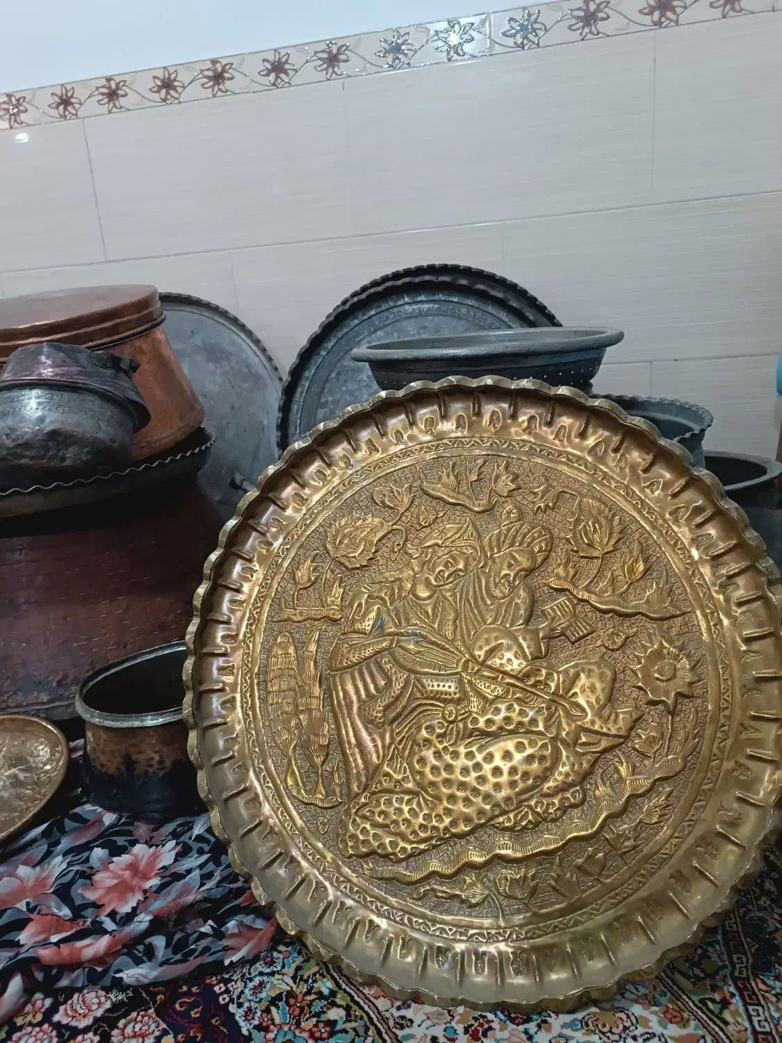 ۱۱۵کیلو ظرف مس|کلکسیون اشیاء عتیقه|مرزن‌آباد, |دیوار