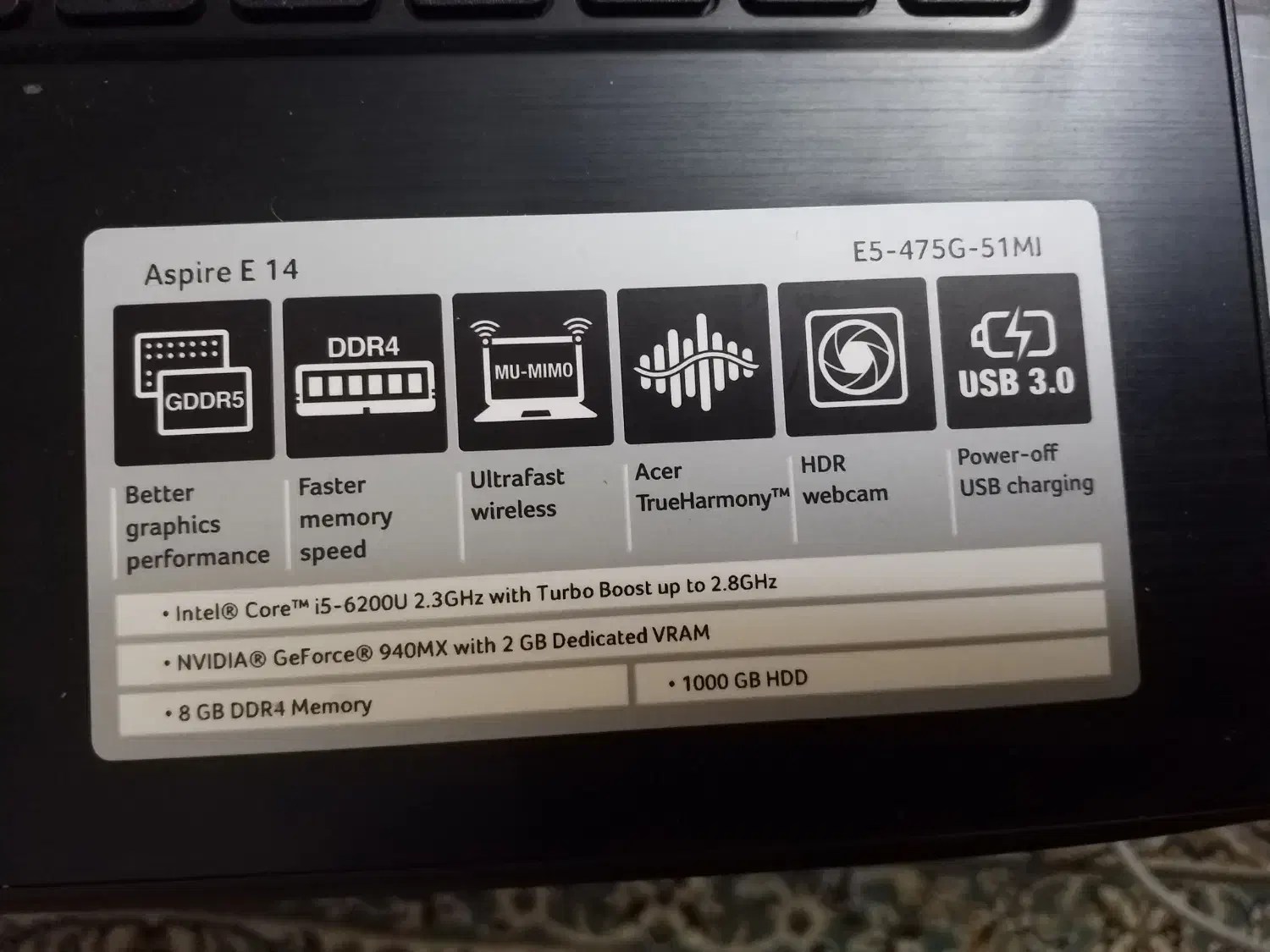 لپتاپ ایسر  Acer-E5 نسل ۶|رایانه همراه|تهران, فدک|دیوار