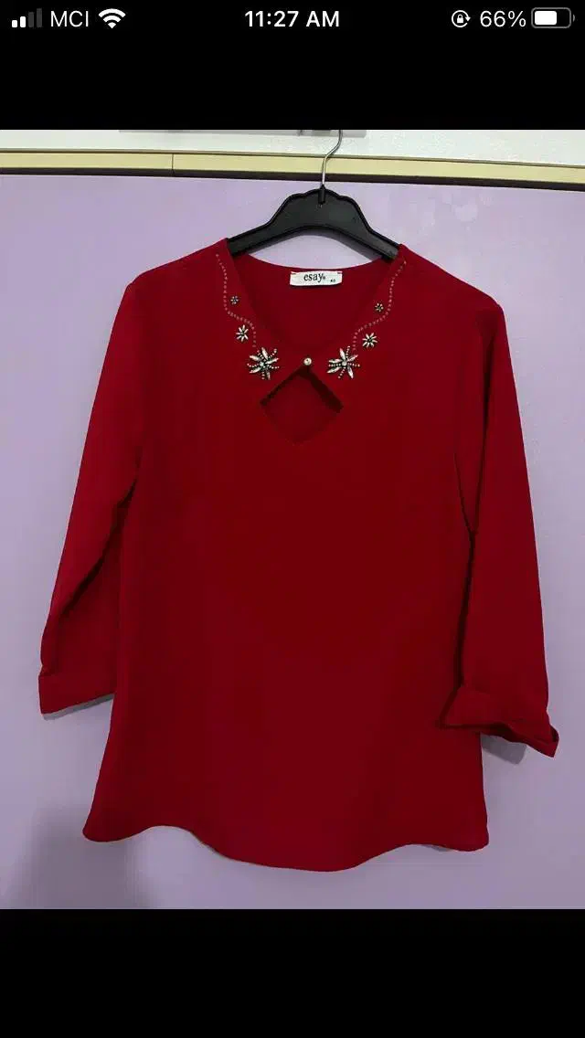 شومیز قرمز آستین بلند|لباس|تبریز, |دیوار