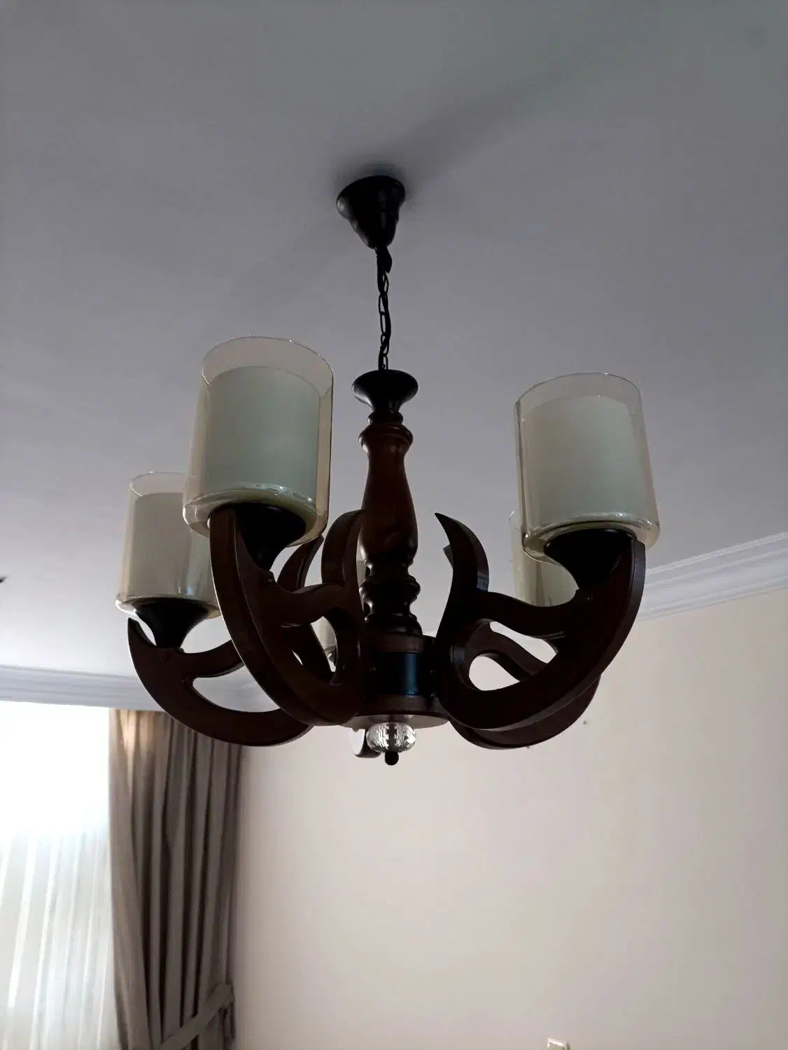 یک جفت لوستر چوبی نو پنج شعله|لوستر و چراغ آویز|تهران, استخر|دیوار