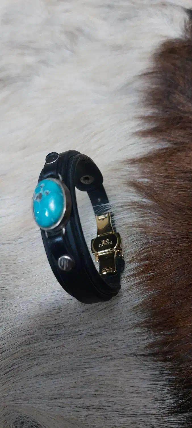 سللم دستبند چرم نگین فیروزه|جواهرات|یزد, |دیوار