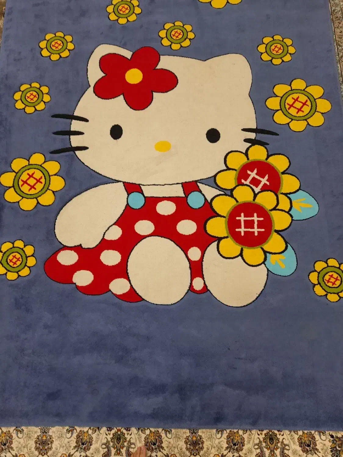 گلیم فرش ۶ متری عروسکی ( کیتی) دخترانه|گلیم، جاجیم، گبه|کرمانشاه, |دیوار