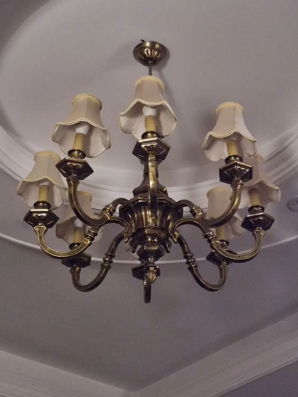 لوستر برنز ۶ شاخه و آباژور  ایستاده برنز پایه سنگ|لوستر و چراغ آویز|تهران, ونک|دیوار