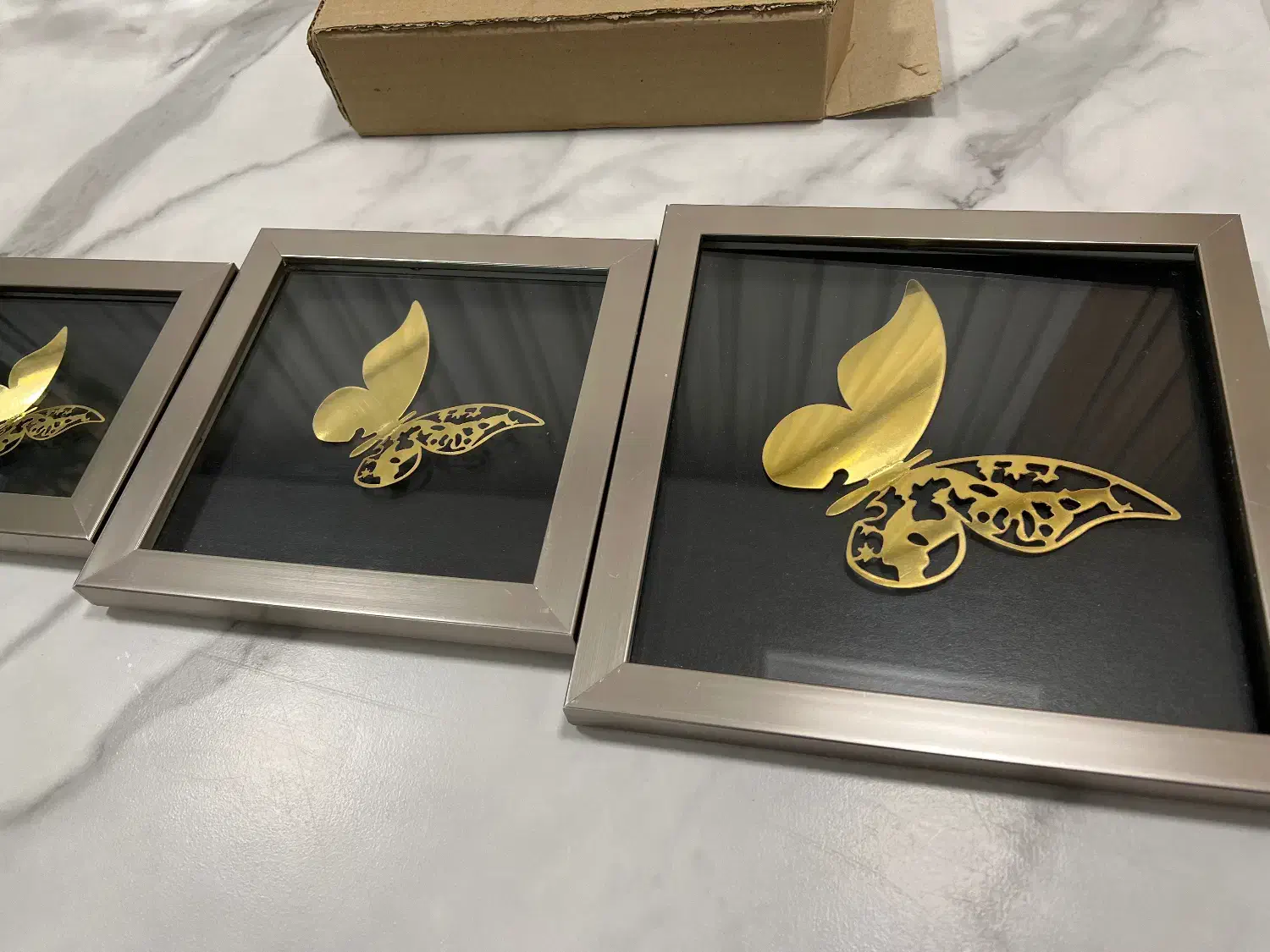 سه عدد تابلو پروانه ای طلایی|تابلو، نقاشی، عکس|کرمان, |دیوار