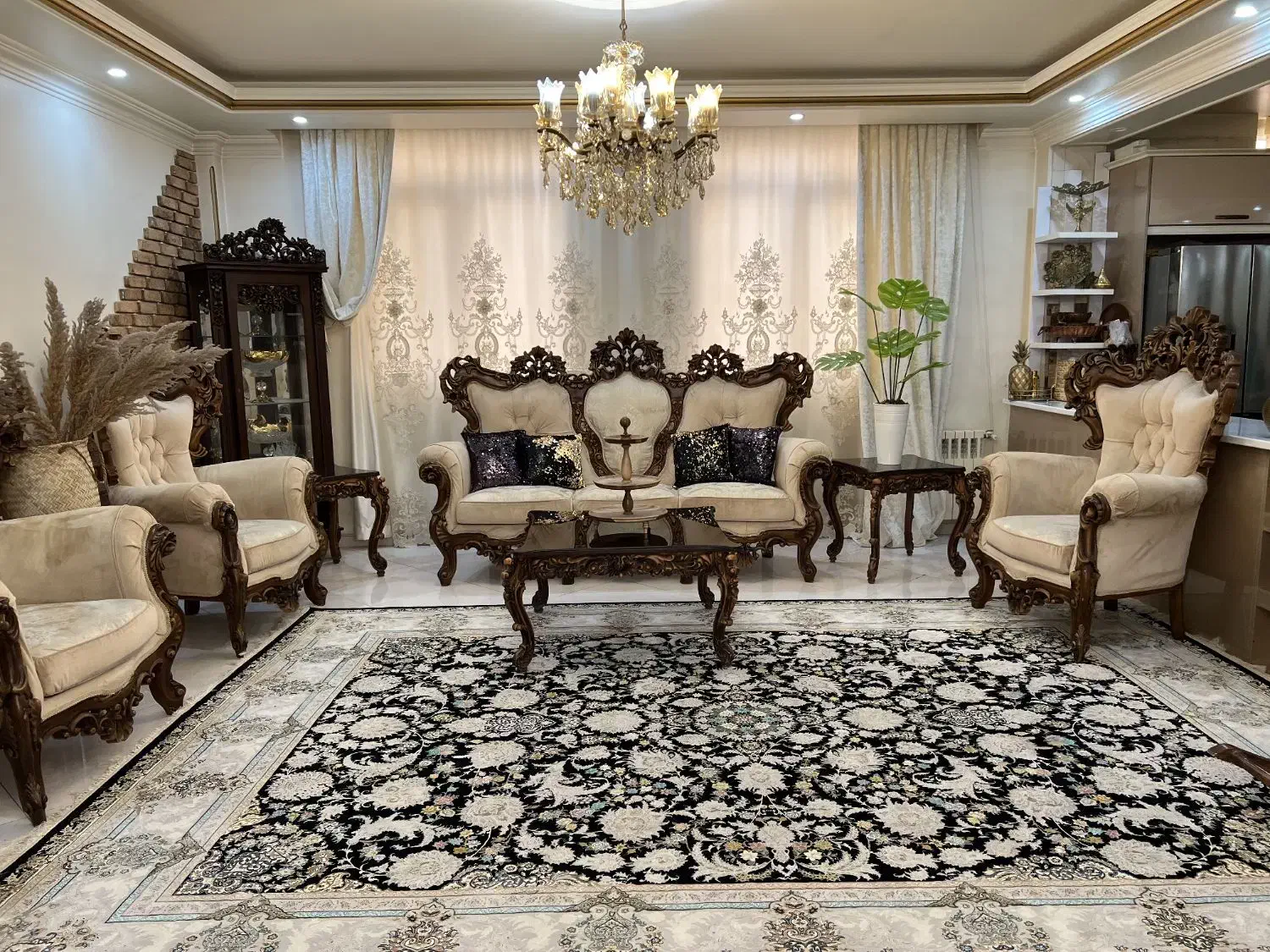 مبلمان سبک استیل هفت نفره تمام چوب راش پارچه ترک|مبلمان خانگی و میز عسلی|تهران, بهمن یار|دیوار