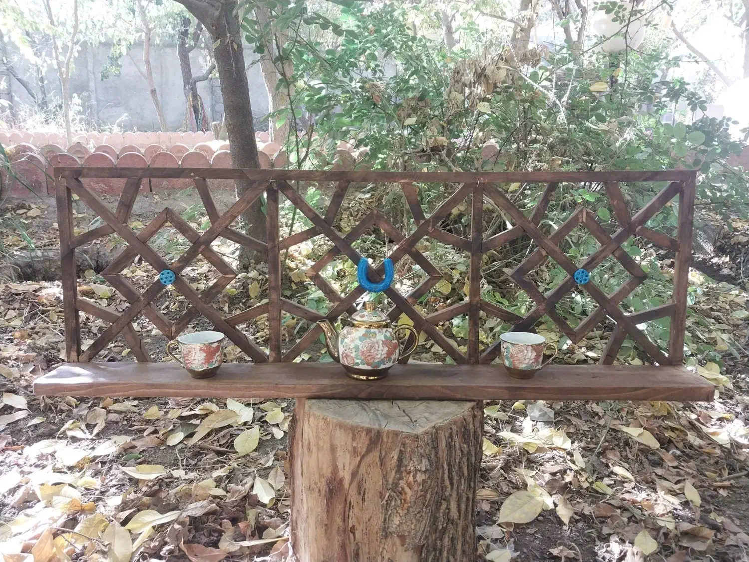 شلف دیواری و جاکلیدی چوبی گره چینی|کتابخانه، شلف، قفسه‌های دیواری|آفتاب, |دیوار