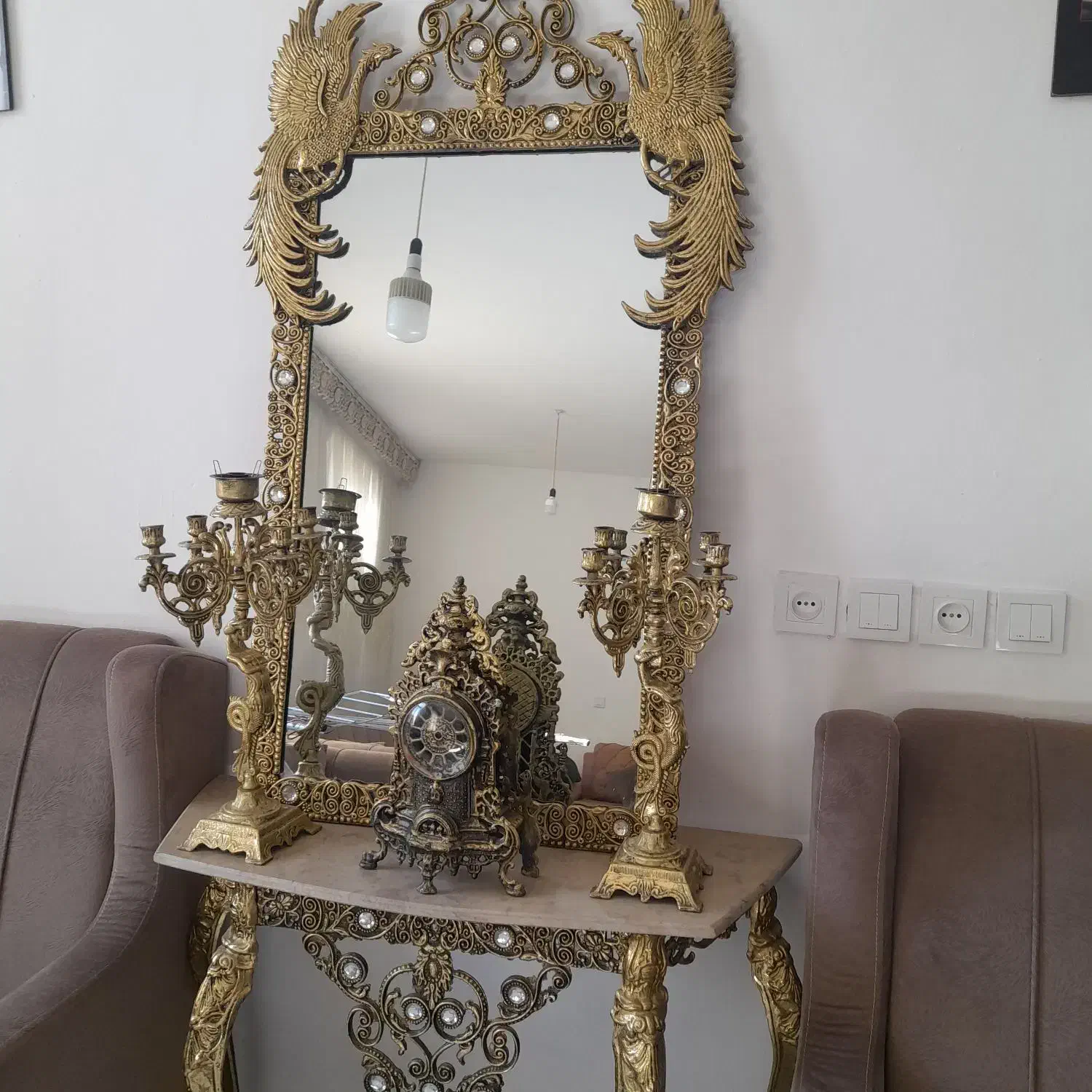 اینه شمعدان طرح برنز|آینه|اردبیل, |دیوار