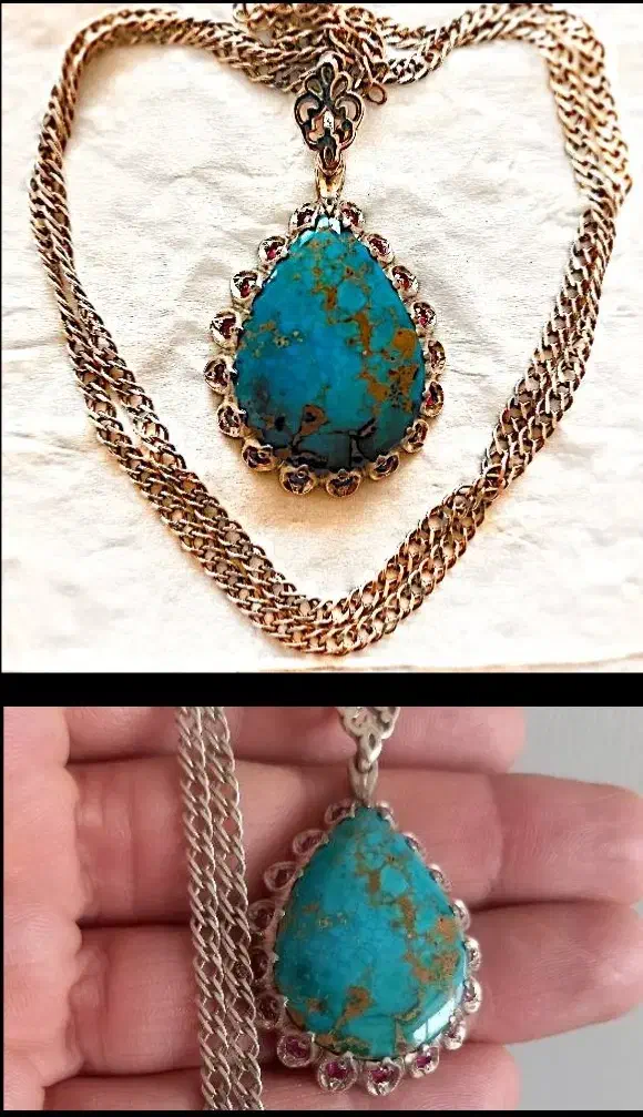 گردنبند کلکسیونی فیروزه نیشابوری اعلا|جواهرات|قدس, شهر‌قدس|دیوار