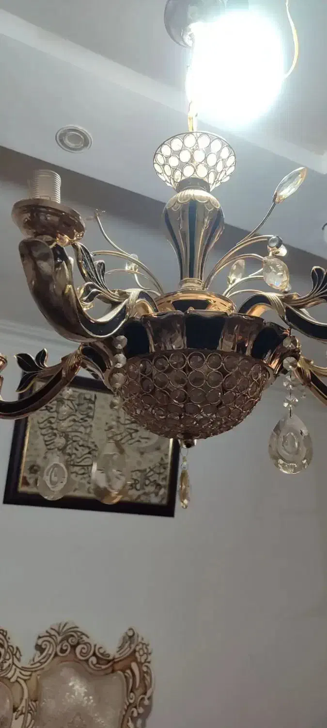 لوسترپنج شاخه مدل فرشته|لوستر و چراغ آویز|مشکین‌دشت, |دیوار