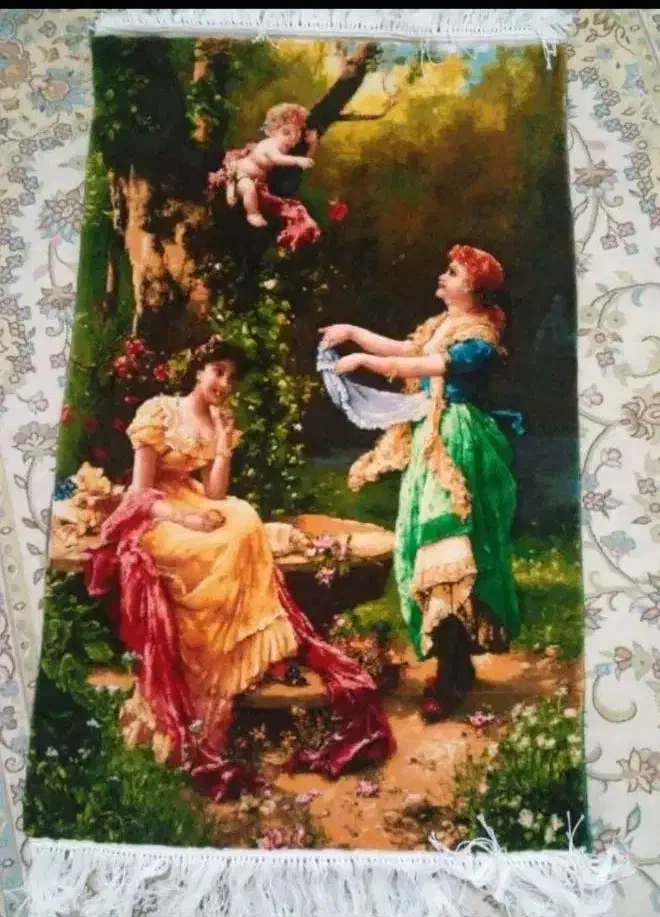 تابلو.فرش.دست بافت /و نخ.نقشه دست دوم|تابلو فرش|کرمانشاه, |دیوار