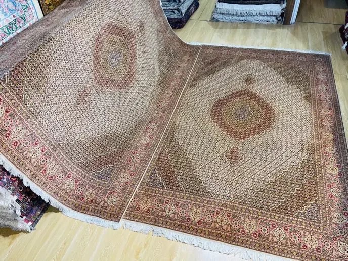 جفت فرش ۶ متری ماهی ۵۰ رج کرم قهوه ای|فرش|تهران, سلسبیل شمالی|دیوار