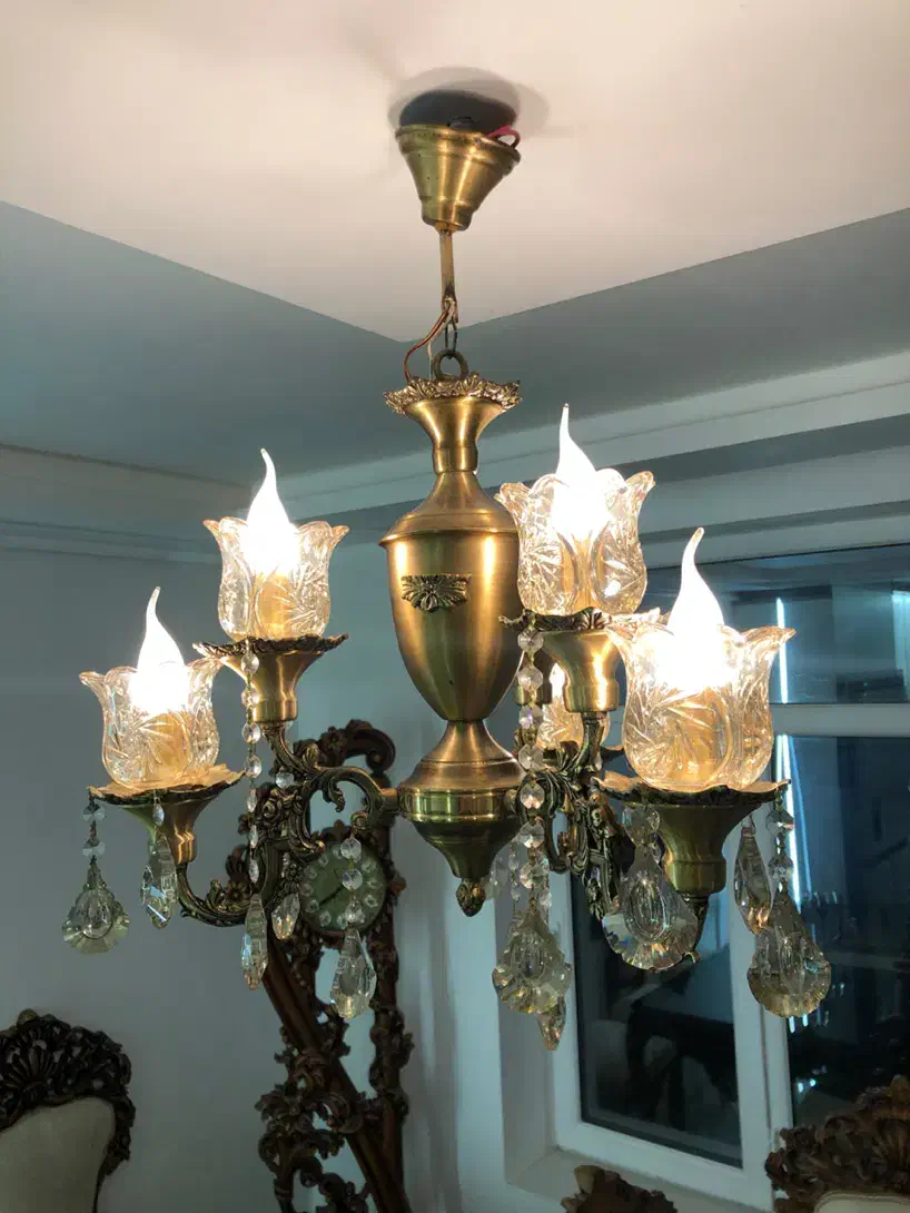 ۳ عدد لوستر برنزی ۶ شاخه|لوستر و چراغ آویز|همدان, |دیوار