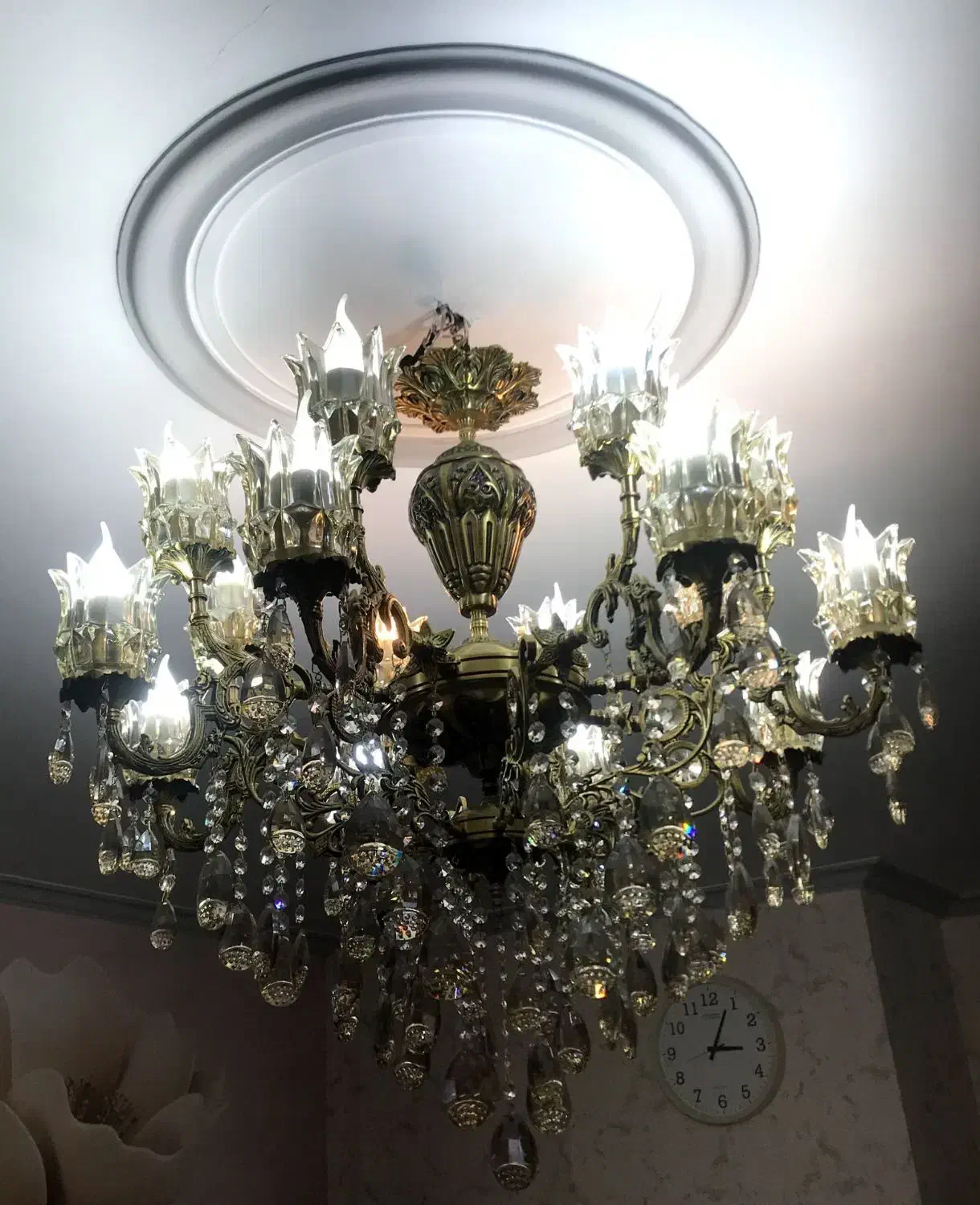 لوستر برنجی ۸ شاخه تمام برنج|لوستر و چراغ آویز|مشکیندشت, |دیوار