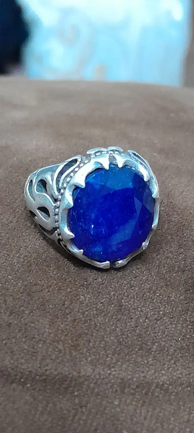 انگشتر نقره  یاقوت  کبود|جواهرات|قم, خاکفرج|دیوار