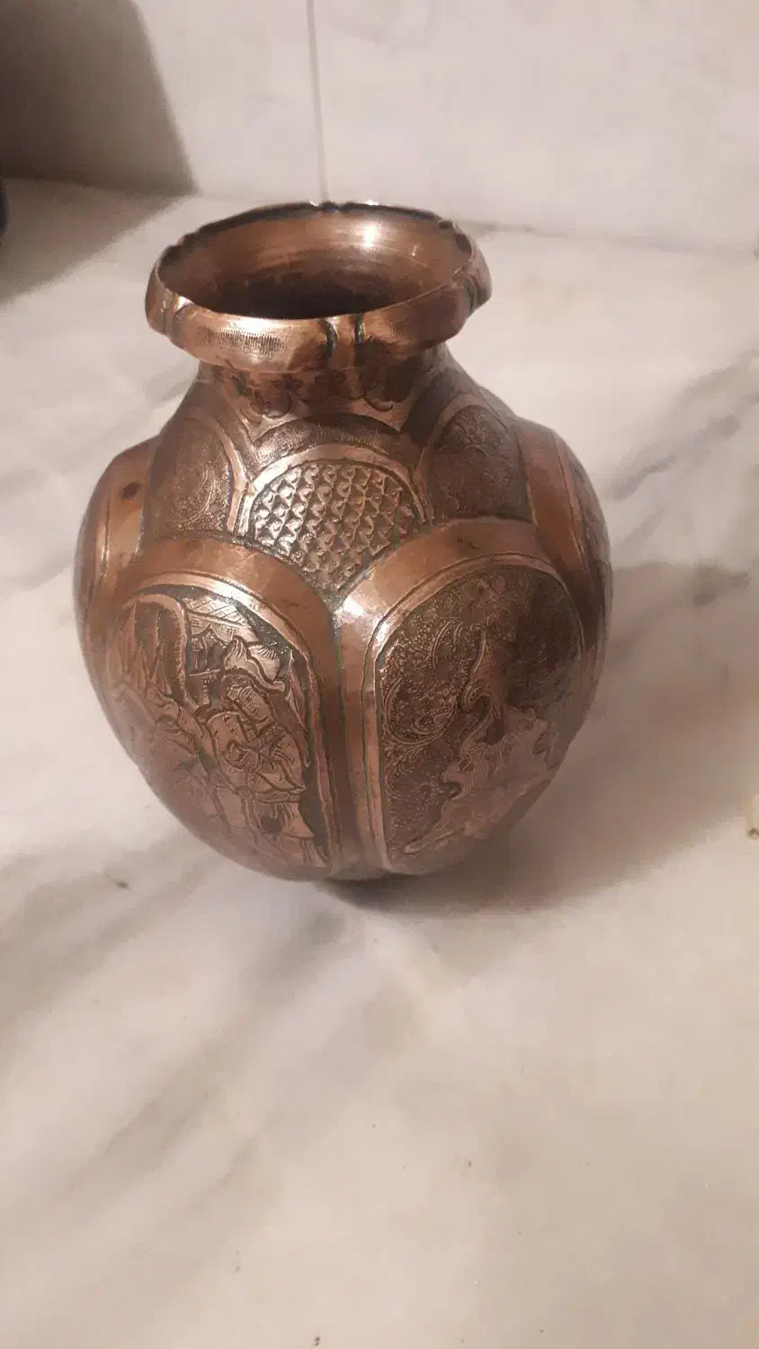 گلدان قندان مسی|صنایع دستی و سایر لوازم تزئینی|رشت, خمیران زاهدان|دیوار