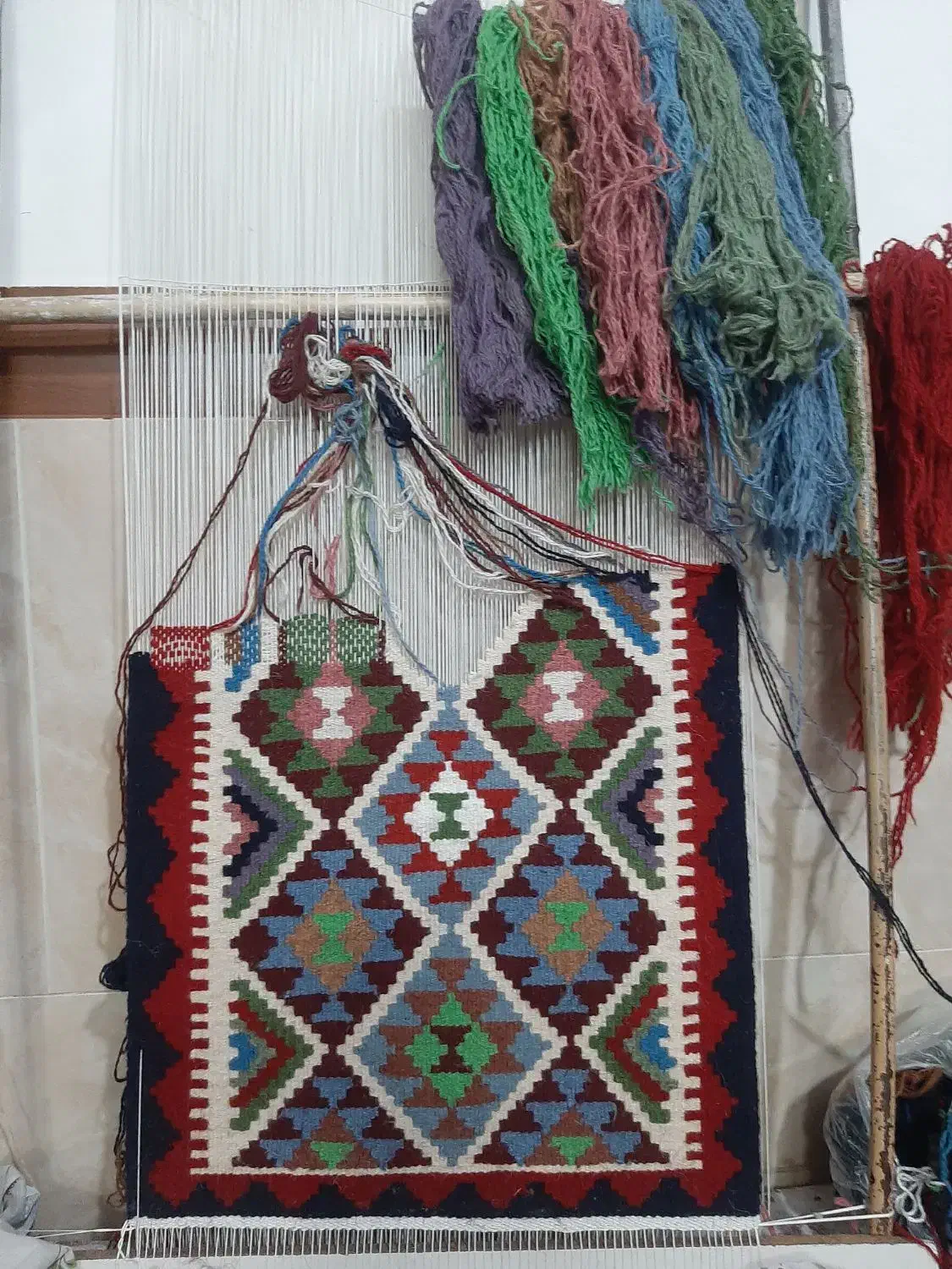 گلیم دست بافت پشمی|گلیم، جاجیم، گبه|زنجان, |دیوار