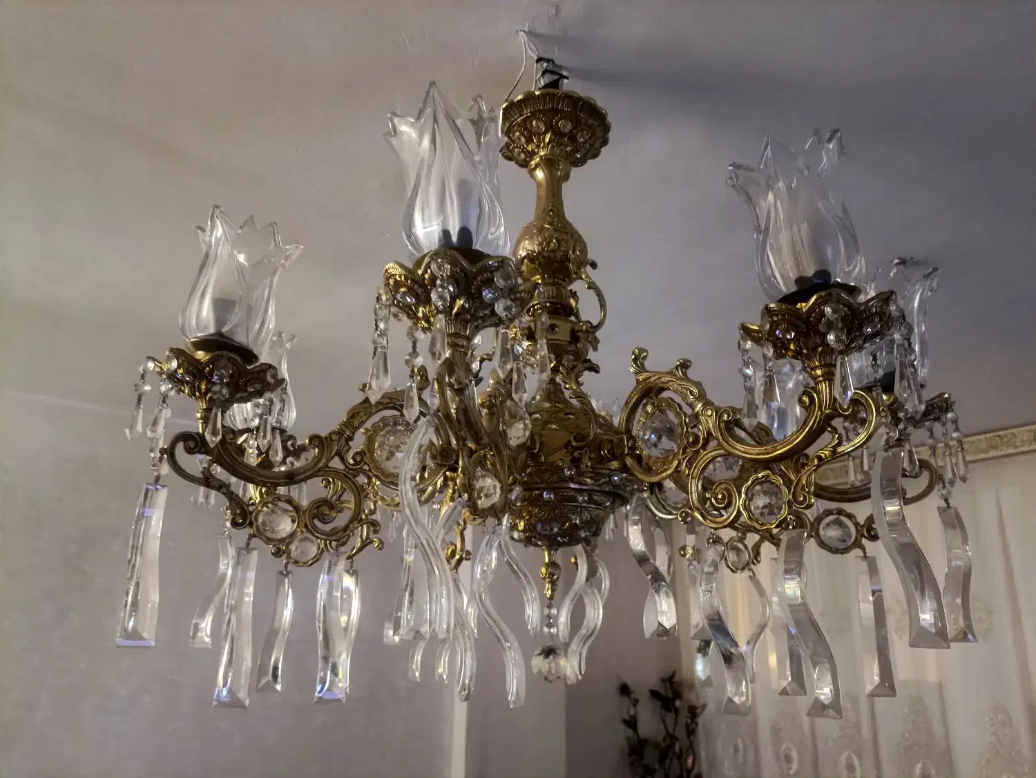 لوستر برنجی برنزی|لوستر و چراغ آویز|تبریز, |دیوار