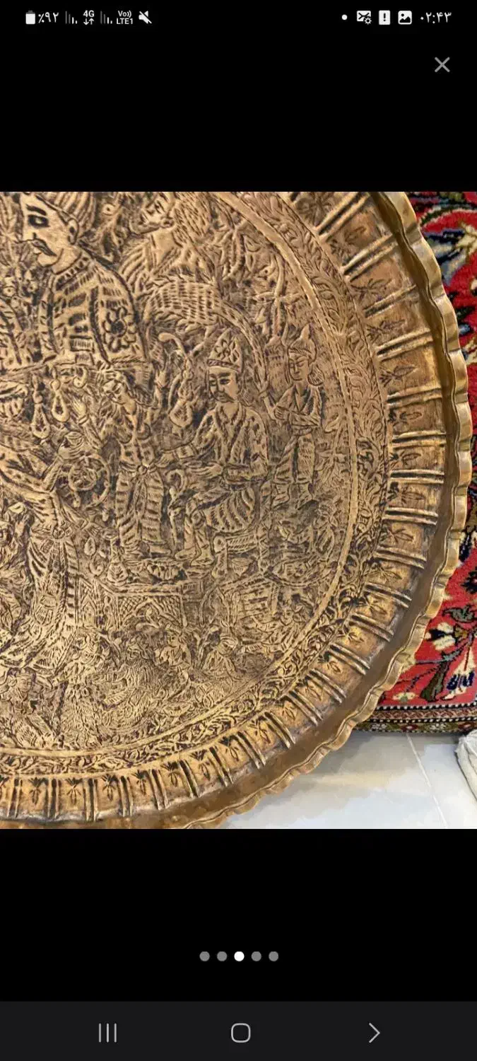 سینی قدیمی برنجی قلم کاری شده|کلکسیون اشیاء عتیقه|تربتحیدریه, فرمانداری|دیوار