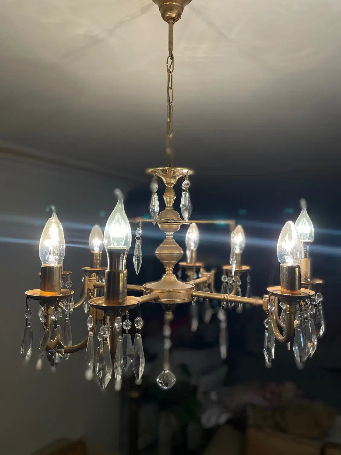 لوستر تکی طلایی ۸ شاخه|لوستر و چراغ آویز|اصفهان, خلجا|دیوار