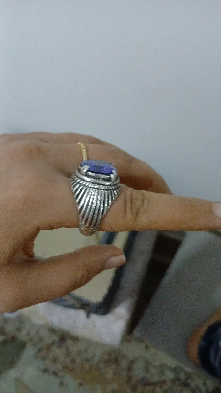 انگشتر رکاب نقره با سنگ شیشه|جواهرات|قم, صفاشهر|دیوار