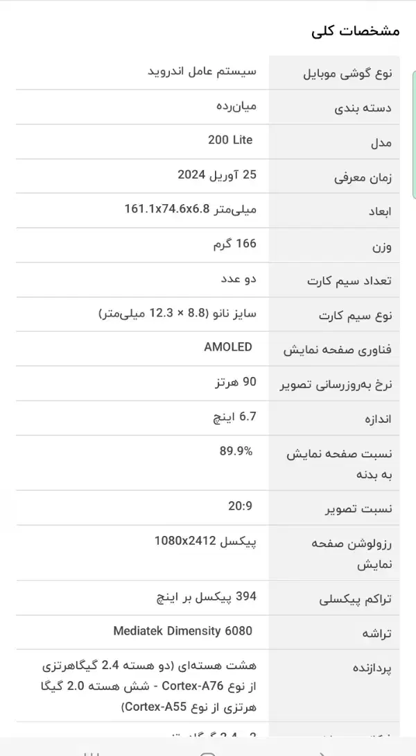 گوشی آنرلایت ۲۰۰|موبایل|تهران, فاطمی|دیوار
