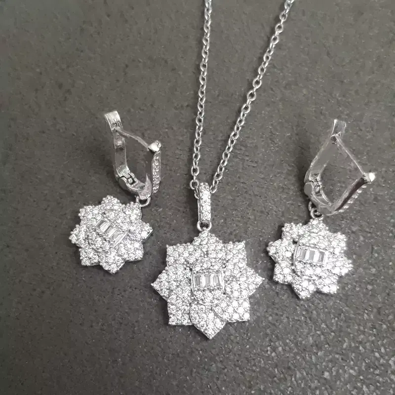 نیم ست نقره طرح شکوفه گل|جواهرات|تهران, جوادیه تهرانپارس|دیوار