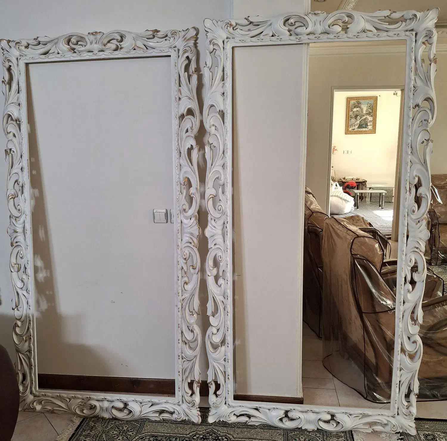 قاب آینه با چوب راش|تابلو، نقاشی، عکس|اصفهان, جلالیه|دیوار