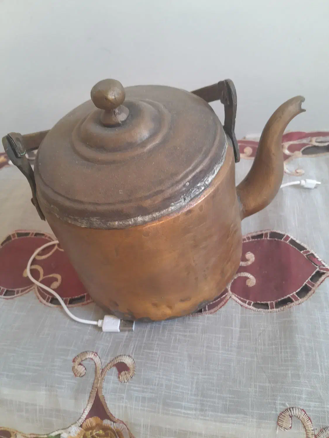 کتری مسی دوران قاجاریه|کلکسیون اشیاء عتیقه|کرمان, |دیوار