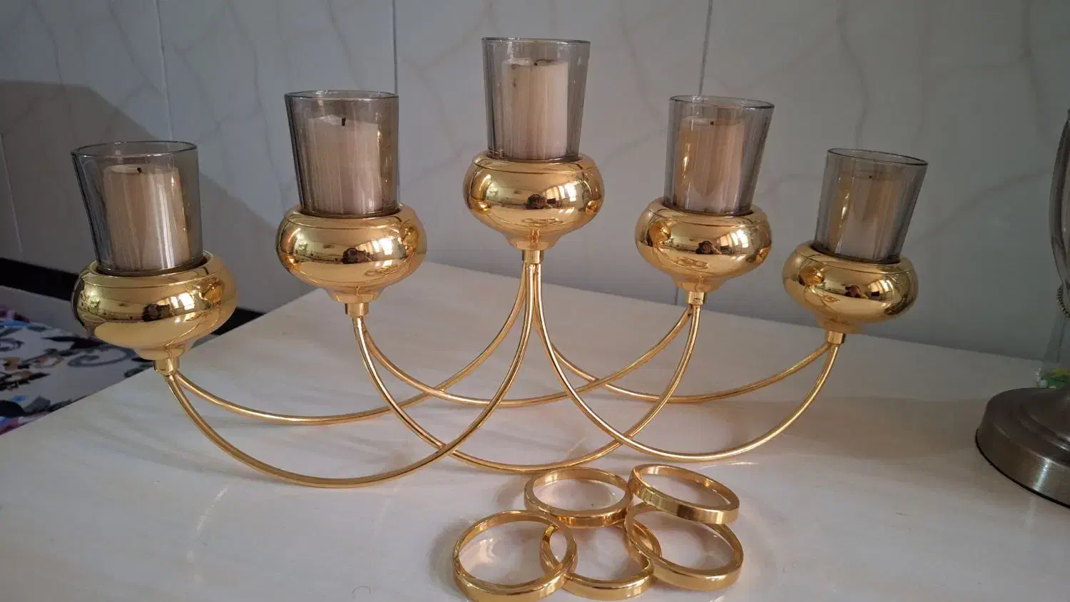 شمعدون|لوستر و چراغ آویز|قم, مسجد امام حسن|دیوار