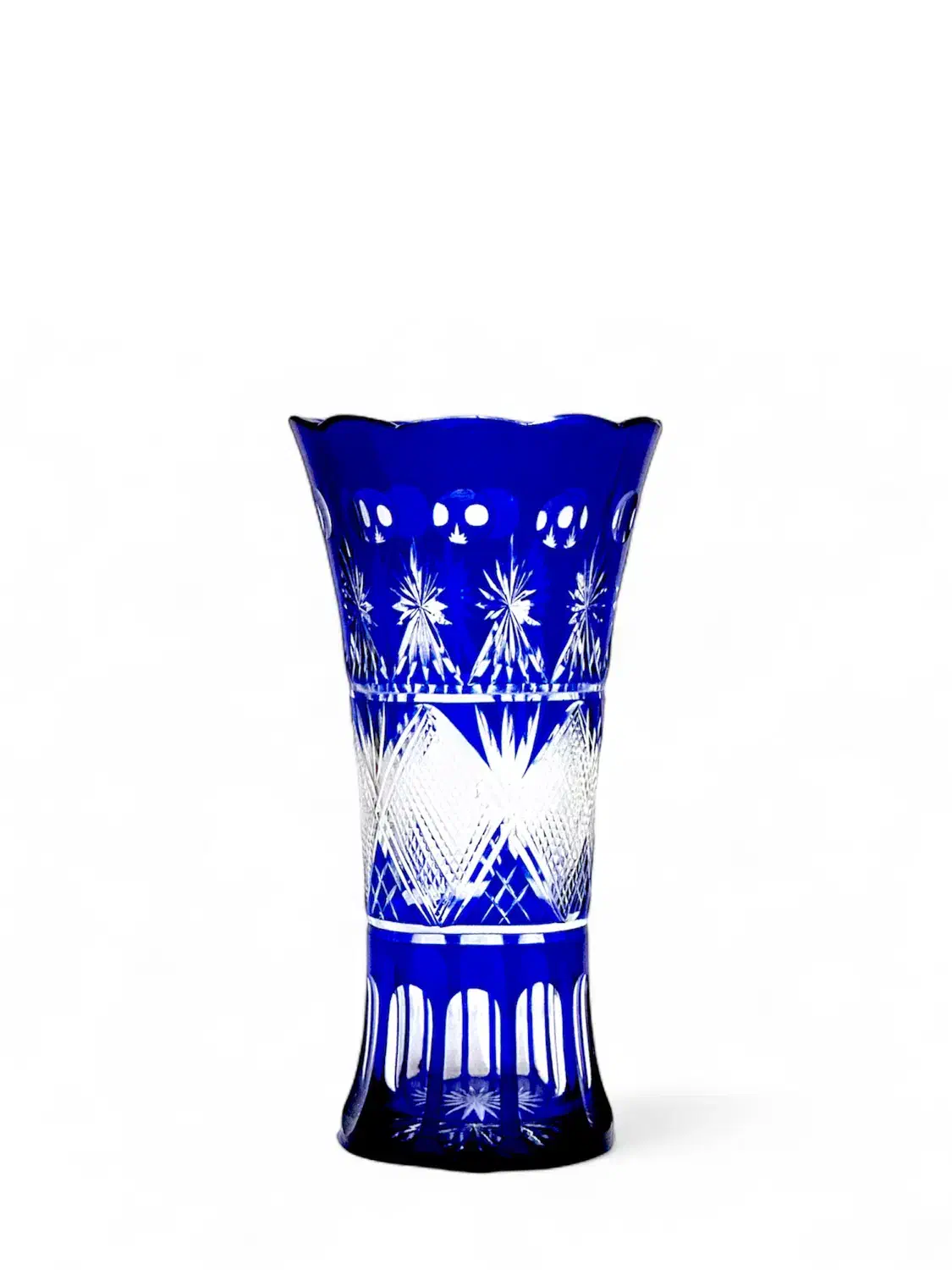 گلدان کریستال آنتیک دو پوست بوهمیا چک کبالت|صنایع دستی و سایر لوازم تزئینی|تهران, سهروردی|دیوار