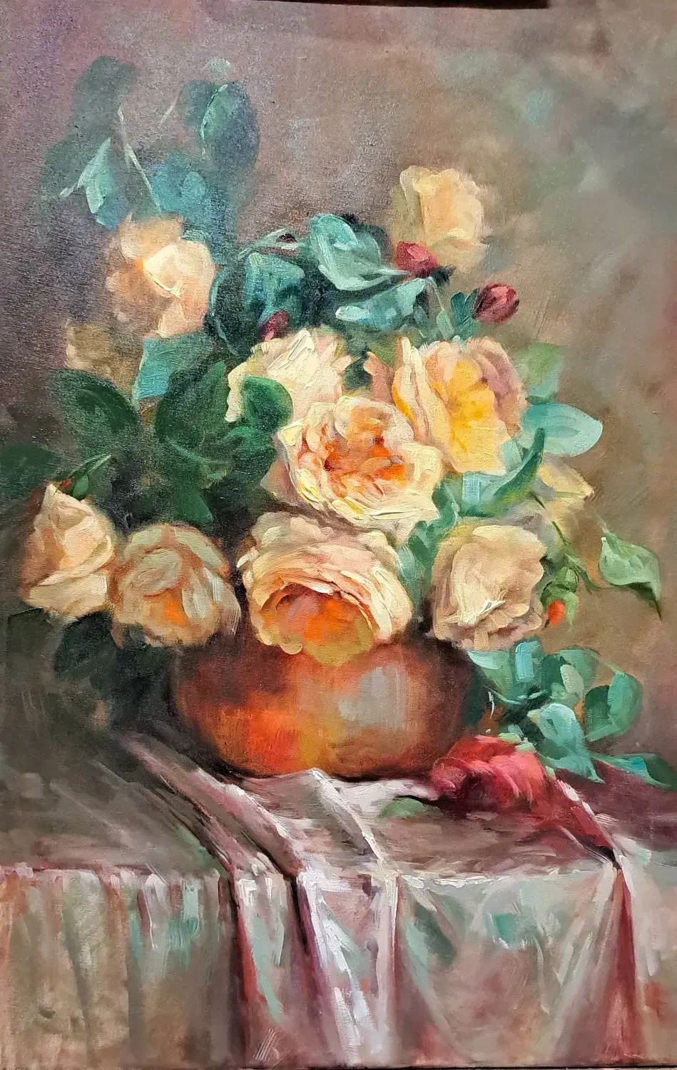 تابلوی رنگ روغن گل و میوه|تابلو، نقاشی، عکس|تبریز, |دیوار