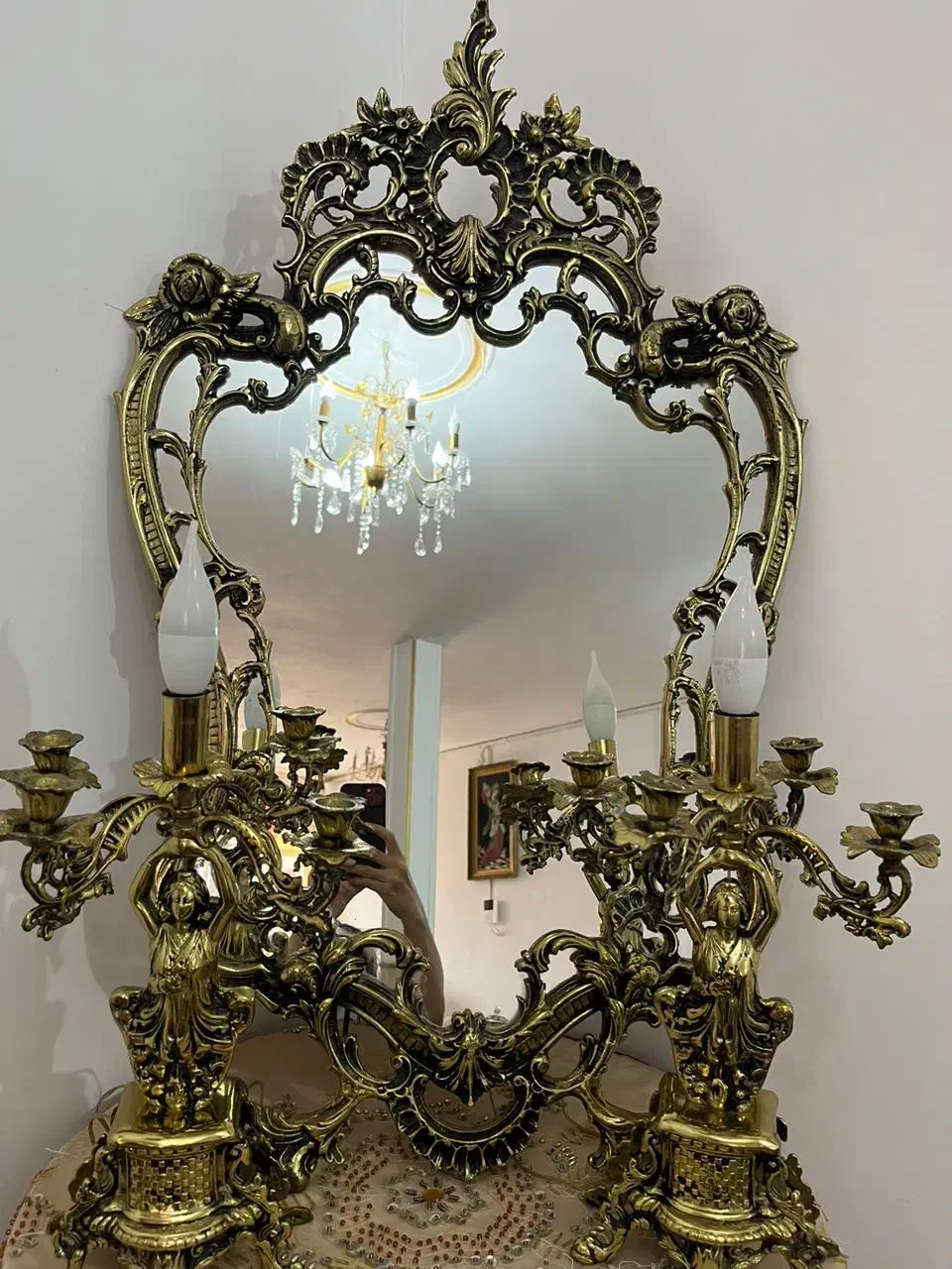 آینه و شعمدان قدیمی برنز|آینه|تهران, جوادیه|دیوار