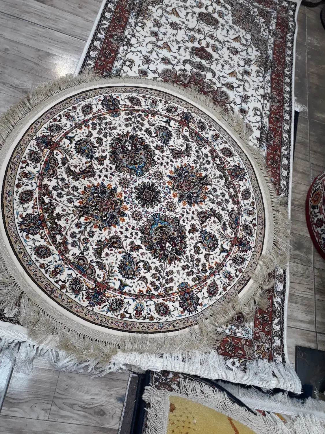 فرش آشپزخانه دایره افشان کرم۱۰۰۰ شانه ۱×۱ سایز|فرش|تبریز, |دیوار