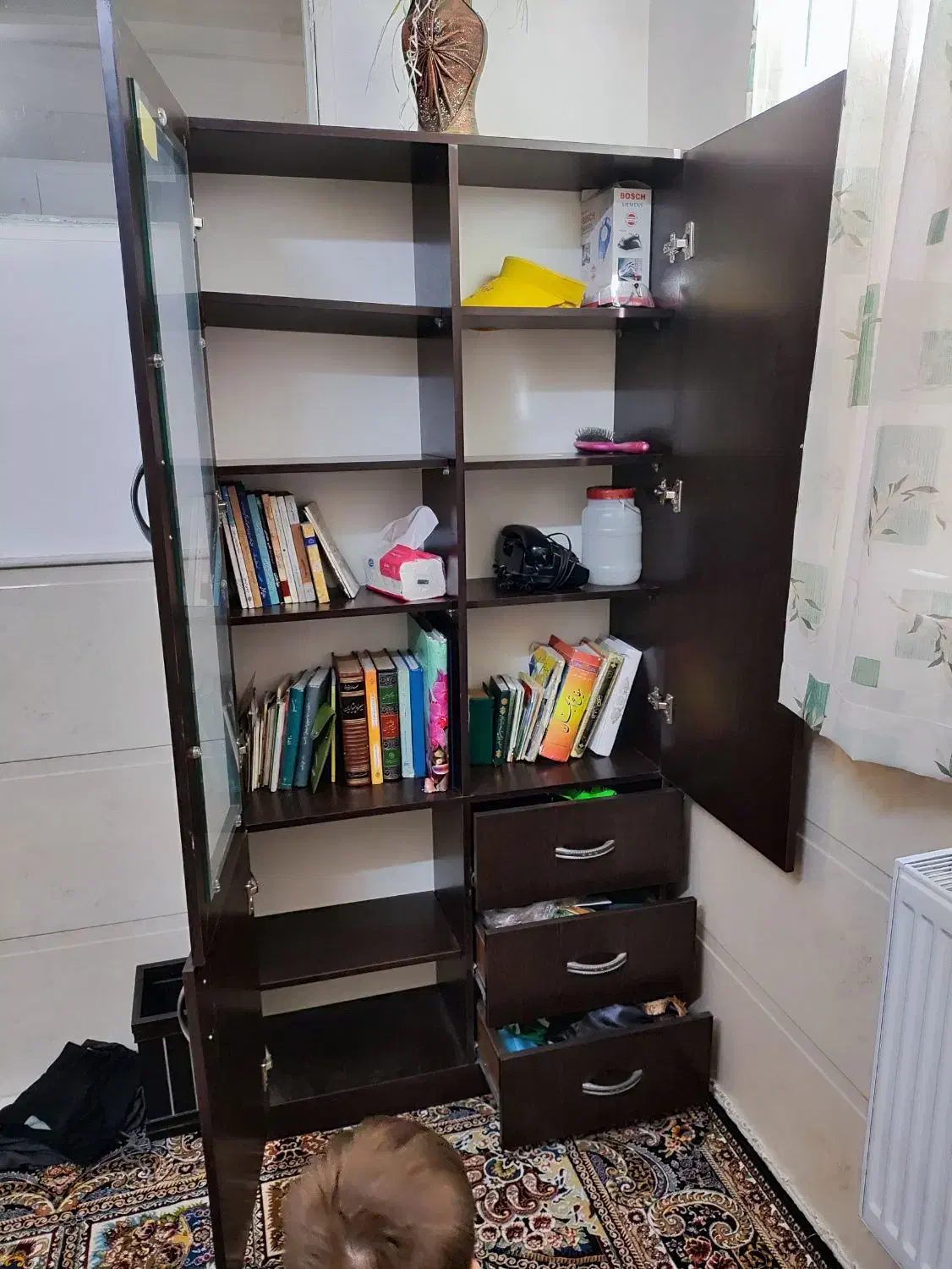 کتابخانه کمدی|کتابخانه، شلف، قفسه‌های دیواری|قم, سعادتی|دیوار