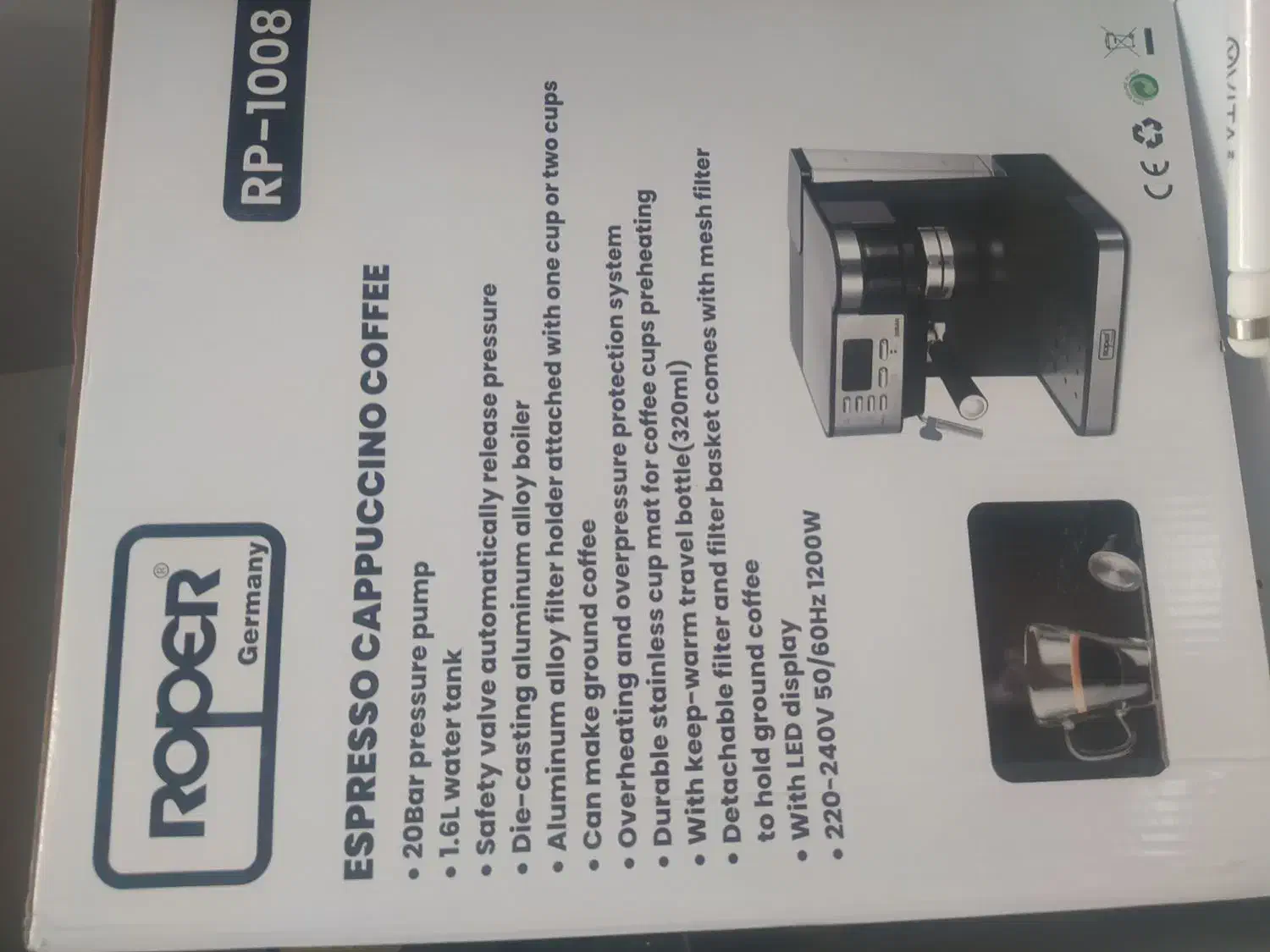 اسپرسو ساز آلمانی نیمه صنعتیRoperراپر|سماور، چایساز، قهوهساز|ایلام, |دیوار