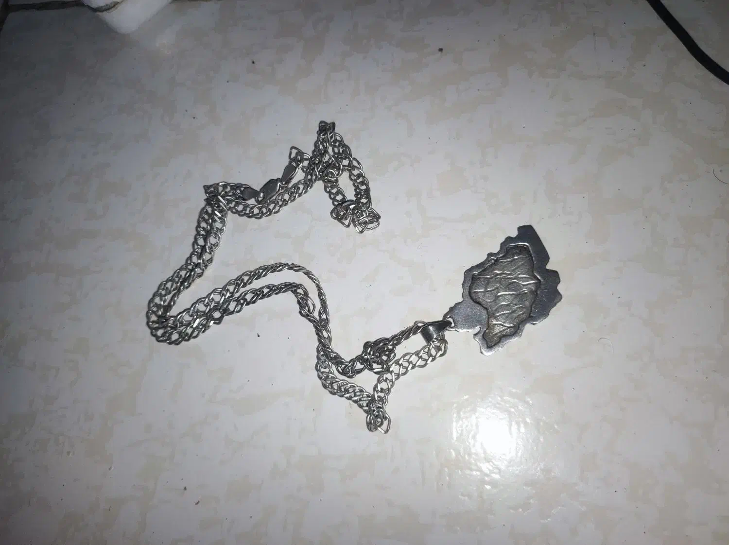 زنجیر نقره دولاین با پلاک زیبا دست ساز 27گرم|جواهرات|فردیس, قریشی|دیوار