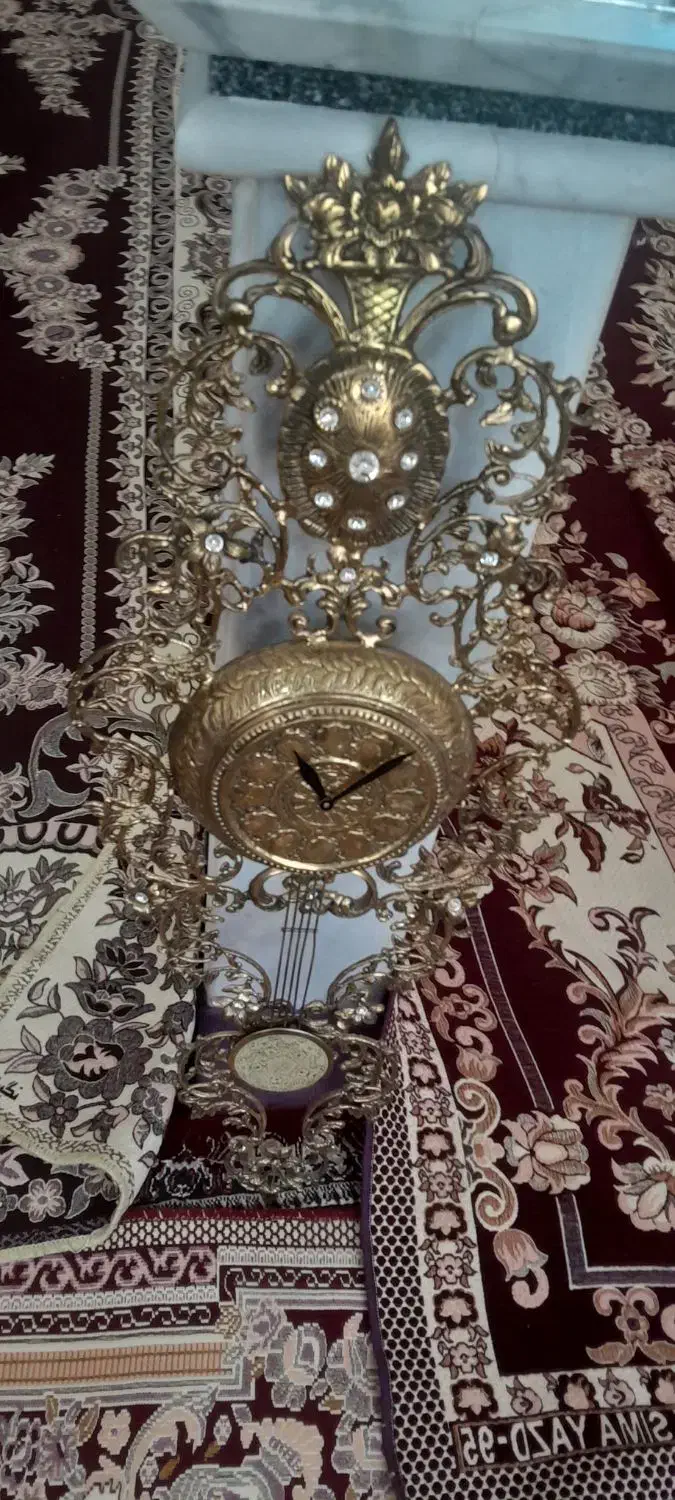 لوستر برنز ۶شعله با ساعت برنز|لوستر و چراغ آویز|میاندوآب, |دیوار