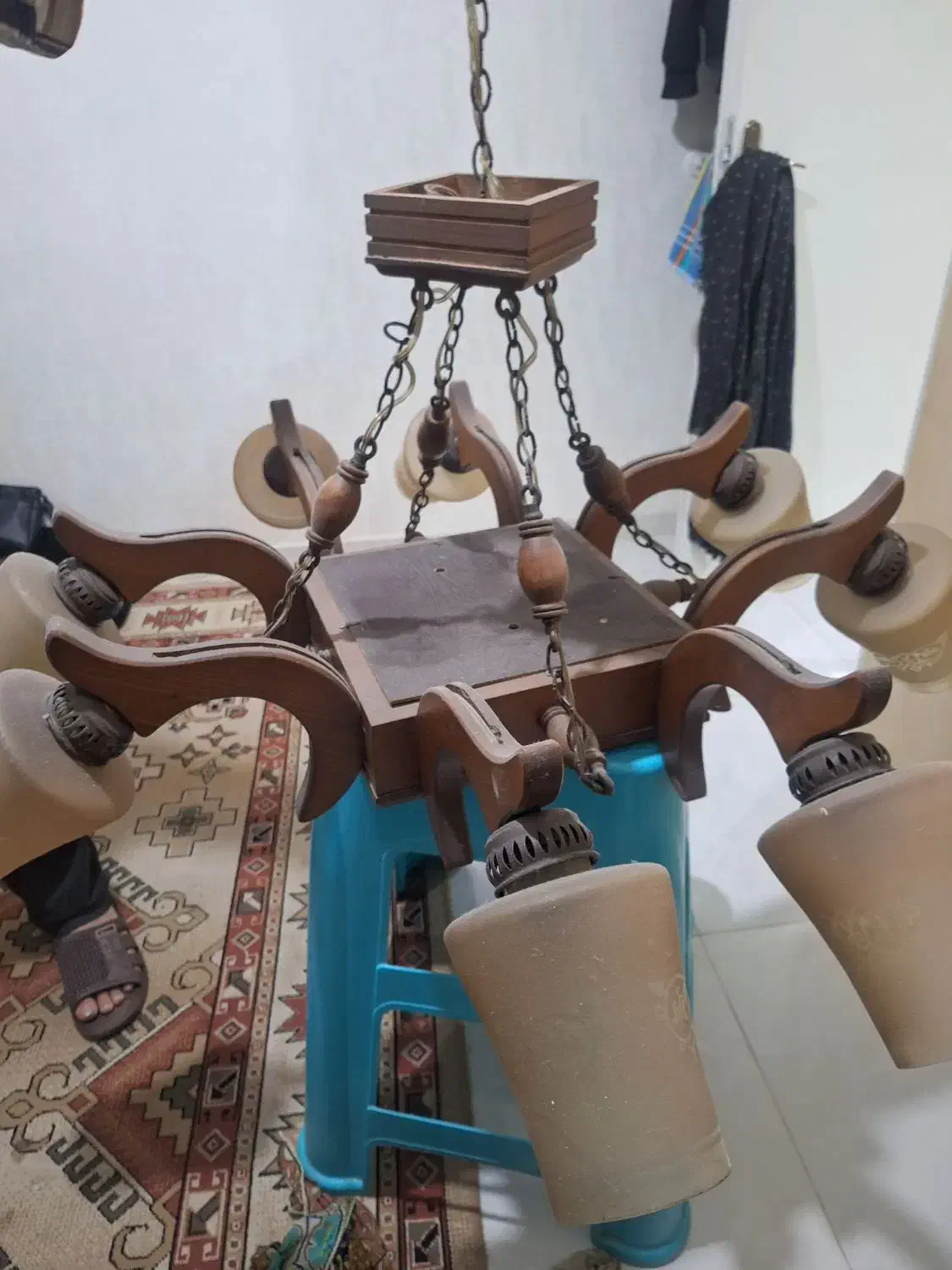 لوستر چوب راش|لوستر و چراغ آویز|کرج, کرج نو|دیوار