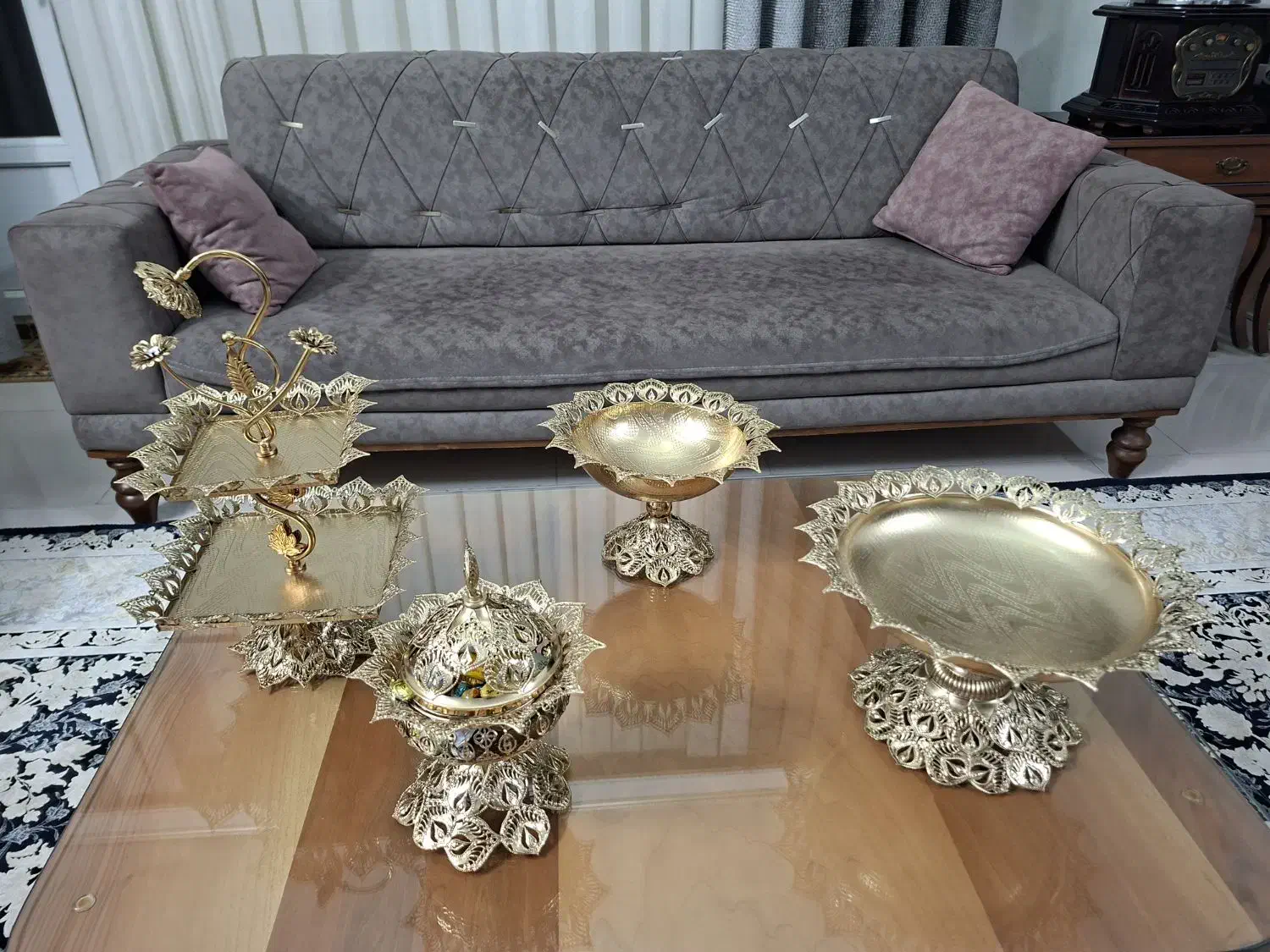 سرویس پذیرایی فلزی با روکش برنزی|ظروف سرو و پذیرایی|اسلامشهر, شهرک واوان|دیوار