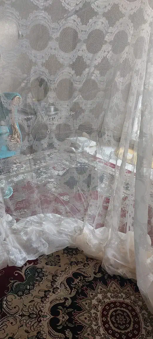 پرده توری گلدار|پرده، رانر، رومیزی|اصفهان, طامه|دیوار