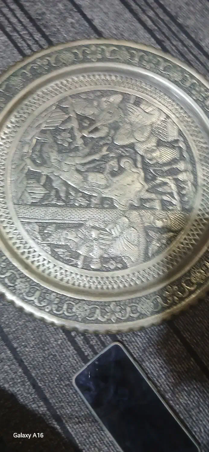 سینی قلم زنی لیلی مجنون قدیمی|کلکسیون اشیاء عتیقه|رشت, توشیبا|دیوار