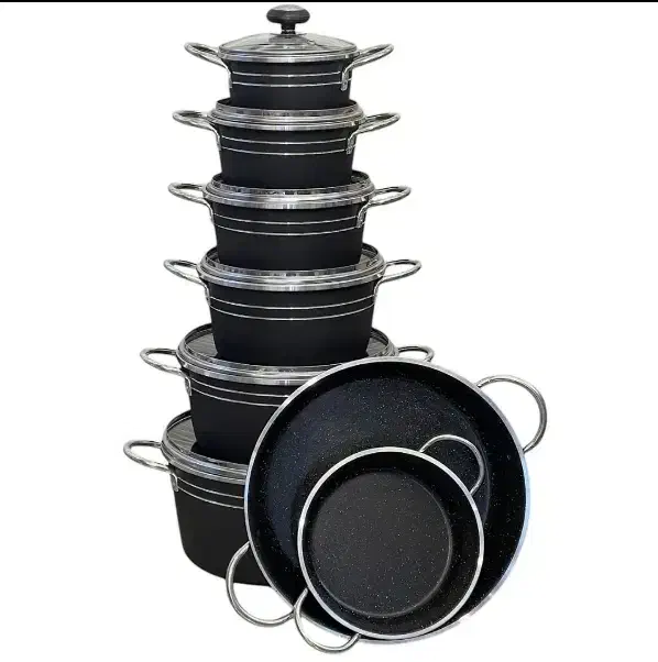 سرویس قابلمه 14پارچه تفلون گرانیت چدن ماهیتابه|ظروف پختوپز|رشت, استقامت ۲|دیوار