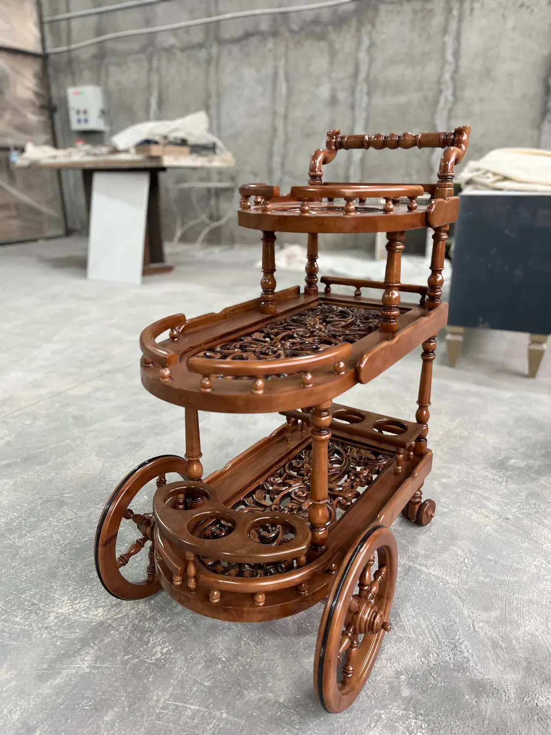 میز بار چرخ ارابه ای سه طبقه|بوفه، ویترین، کنسول|باغستان, |دیوار