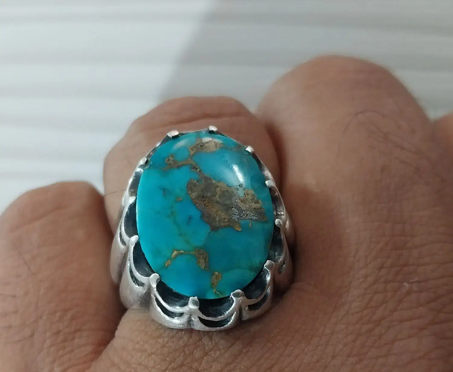 انگشتر نقره با نگین فیروزه نیشابور|جواهرات|سبزوار, ابوریحان|دیوار